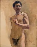 Andor Borúth, Mužský akt, 1899, Olej na plátne