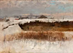 Ladislav Mednyánszky, Zimná Budapešť, Okolo 1890, Olej na plátne