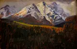 Nándor Katona, Tatranské štíty, 1913, Olej na dreve