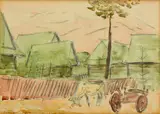 Miloš Alexander Bazovský, Detviansky laz, 1956, gvaš, uhol na papieri