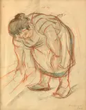 František Reichentál, Umývačka, Okolo 1935, Farebné ceruzy na papieri