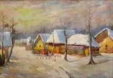 György Németh, Zimná dedina, Okolo 1935, Olej na plátne