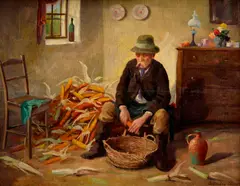 Székházy Tódor, Moržovanie kukurice, Okolo 1930, Olej na plátne