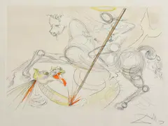 Salvator Dali, Svätý Juraj a drak, Okolo 1950, Lept na papieri. 12/150