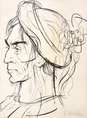 Aurel Kajlich, Hlava muža, 1963, Tuš na papieri