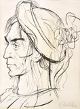 Aurel Kajlich, Hlava muža, 1963, Tuš na papieri
