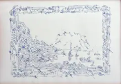 Milan Bočkay, Motív z dejín umenia (More odpočíva v pokoji), 2001, Akvarel na papieri