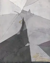 Ladislav Novák, Nečakané riešenie, 1994, Akvarel, kombinácia techník na papieri