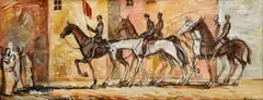 Cyprián Majerník, Hliadka so zástavou, Okolo 1944, Gvaš, tempera, akvarel na papieri