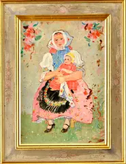 Ľudovít Fulla, Matka s dieťaťom, 1944, Olej na plátne (autorský rám)