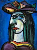 Ferdinand Hložník, Pocta Picassovi (Hlava ženy), 1947, Olej na kartóne