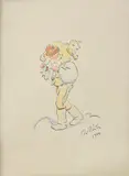 Jan Hála, Honelník s ovečkou, 1944, Akvarel, tuš na papieri