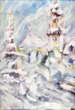 Zuzana Dallošová-Strapková, Zasnežená Bratislava, 1974, Olej na plátne