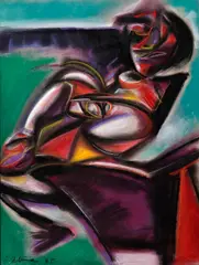 Ľubomír Zelina, Figúra, Okolo 1970, Pastel na kartóne