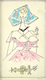 Ľudovít Fulla, Dievča s kvietkom I. (List z náčrtníka), 1964, Tuš, akvarel na papieri