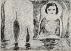 Mikuláš Galanda, Žena pri stole, 1923, Lept na papieri (neskoršia edícia)