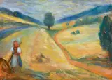Ján Mudroch, Žena v krajine, 1936, Pastel, akvarel na papieri