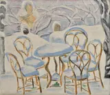 Ernest Zmeták, Zasnežená terasa, 1977, Olej na plátne