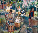 Mihály Erdélyi, Šťastný mier (Ovocný sad), Okolo 1930, Olej na preglejke
