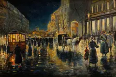 Arthur Scharl, Nočný bulvár, Okolo 1900, Olej na dreve