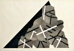 Rudolf Sikora, Čierna mohyla (Z cyklu Zrezaná mohyla), 1988 - 89, Olejová tempera, kombinácia techník na papieri