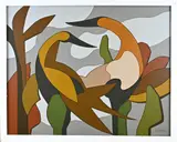 Klaas Bernink, Twee vogels, Acryl op linnen