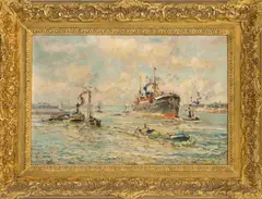 Evert Moll, Havengezicht Rotterdam, Op linnen