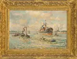 Evert Moll, Havengezicht Rotterdam, Op linnen