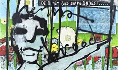 Herman Brood, De bloemetjes en de bijtjes, Mixed media op paneel