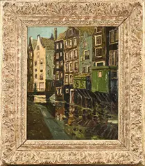 Marie Henri Mackenzie, Ouderzijds Achterburgwal Amsterdam, Olieverf op linnen