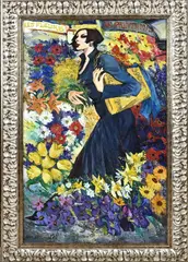 Anna Adiyan, Vrouw bij bloemenstal, 2005, Olieverf op linnen