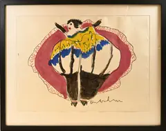 Gezette erotische danseres by Groot werk van Anton Heyboer, Plakkaatverf op papier, sold Jun 2026