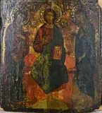 17e Eeuws Russisch orthodox ikoon, 3 Heiligen (Maria, Jozef en Johannes de doper)