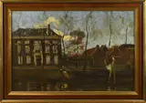 Willem de Zwart Monogram, Willem de Zwart, Hollands stadskanaal met herenhuis, Olieverf op linnen