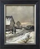 Gerard Krol, Winteravond, Olieverf op schilderskarton
