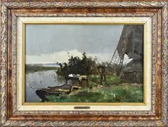 Jan Knikker, Polderlandschap, Olieverf op linnen