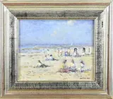 van der Plas Gesigneerd, Strandgezicht met figuren