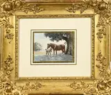 J. Lewis, Merrie met veulen, 1888, Aquarel op papier