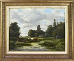 C.W. Roelofs, Koeien in landschap, Oudere bedoeking op linnen