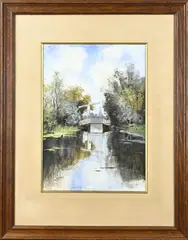 Arnold Marc Gorter, Ophaalbrug, Gouache op papier