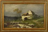 Peter Bücken, Landschap met watermolen, Olieverf op linnen