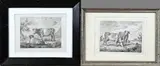 2x Landschap met koeien by Twee antiek Hollandse etsen, Twee antiek Hollandse etsen, sold Jun 2026