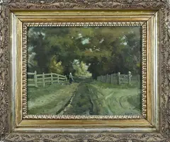 Gerard Krol, Twente landweg, Olieverf op schilderskarton