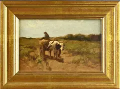 H.C. Bogman, Boer met ossenkar, Olieverf op paneel
