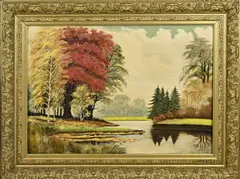 Ongesigneerd schilderij, Parkgezicht