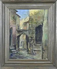 Cees van IJsseldijk, Dorpstraat, Olieverf op linnen