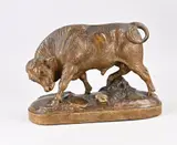 Antiek houtgestoken stier, 1900