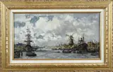 Evert Moll, Havengezicht, Olieverf op linnen