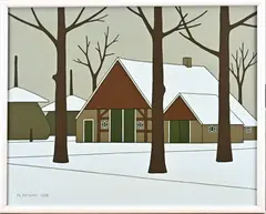 Klaas Bernink, Boerderij (de Miste), Acryl op linnen