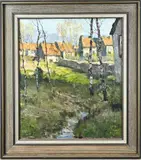 Louis Willem van Soest, Zonnig dorpsgezicht, Olieverf op paneel